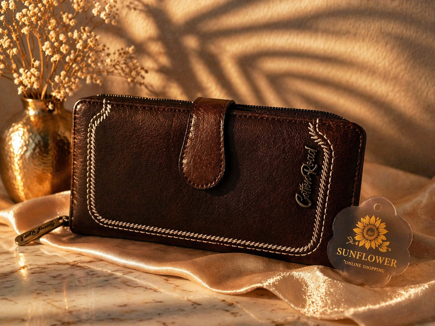 Cotton Road Classic Stitched Leather-Look Purse